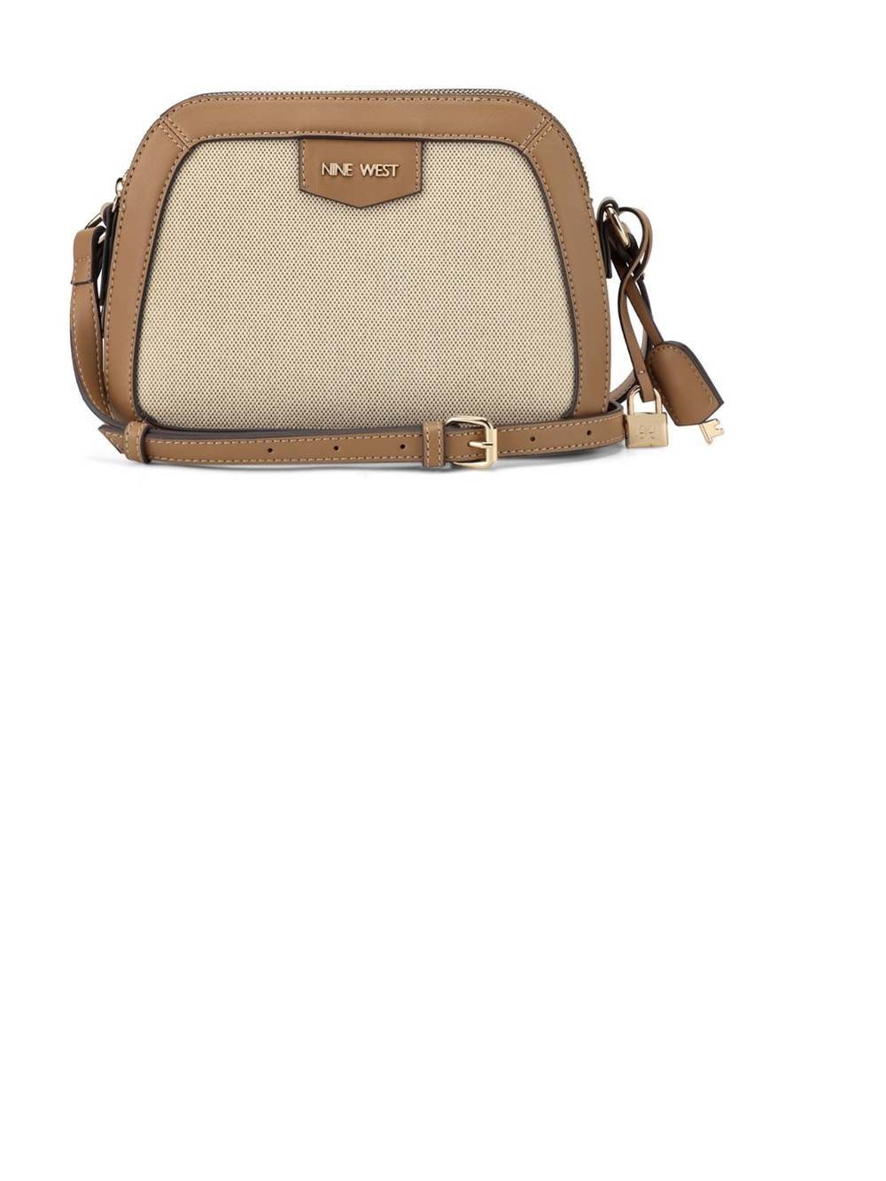 Nine West Beige and Tan Crossbody Bag with Gold Hardware